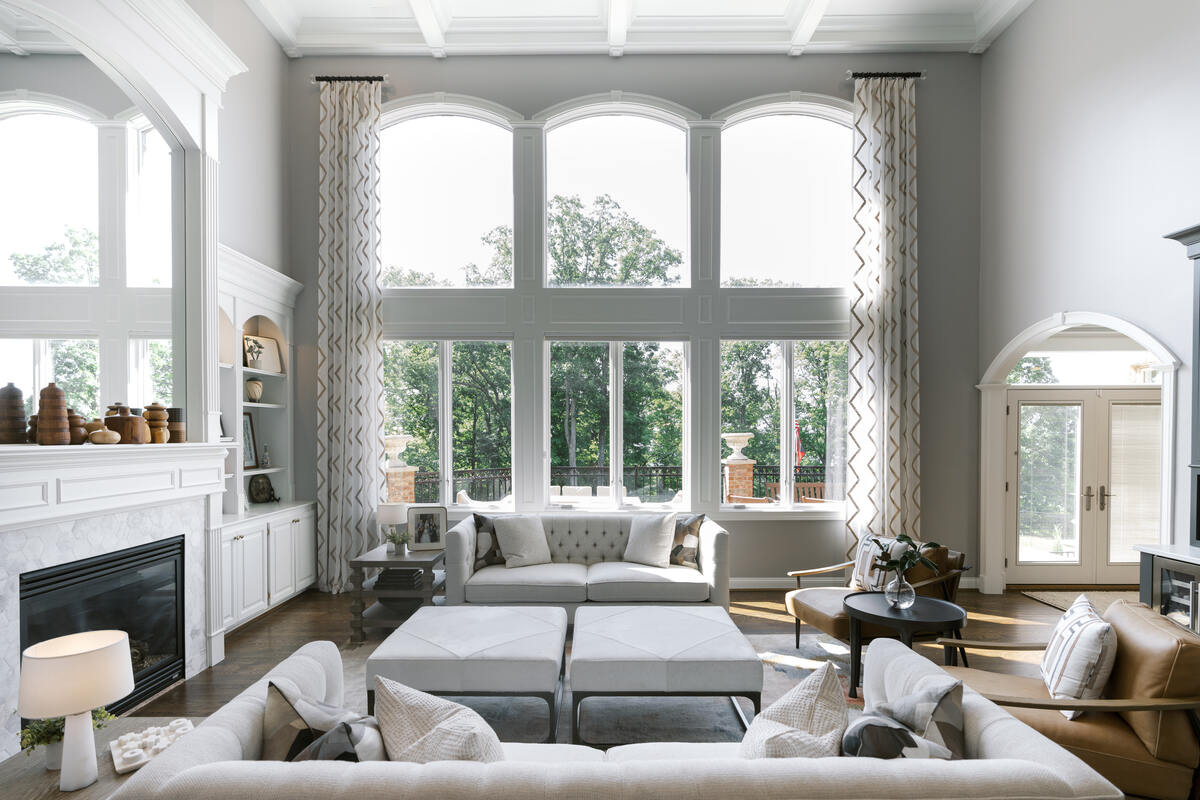 sitting room with light blue accents and white furniture